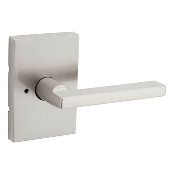 Kwikset Halifax Lever with Rectangular Rose Privacy Door Lock with 6AL Latch, RCS Strike Satin Nickel Finish 730HFLRCT-15 - main